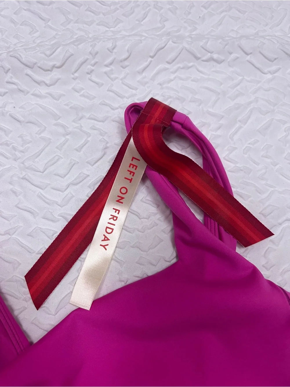Left On Friday Streamline Swimsuit Hot Pink L Square Neck One-Piece - Picture 5 of 9